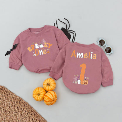 Personalized Spooky One Baby Romper, My First Halloween Outfit, Ghost Face Tee, One Spooky Dude Bodysuit, Fall Baby Clothes