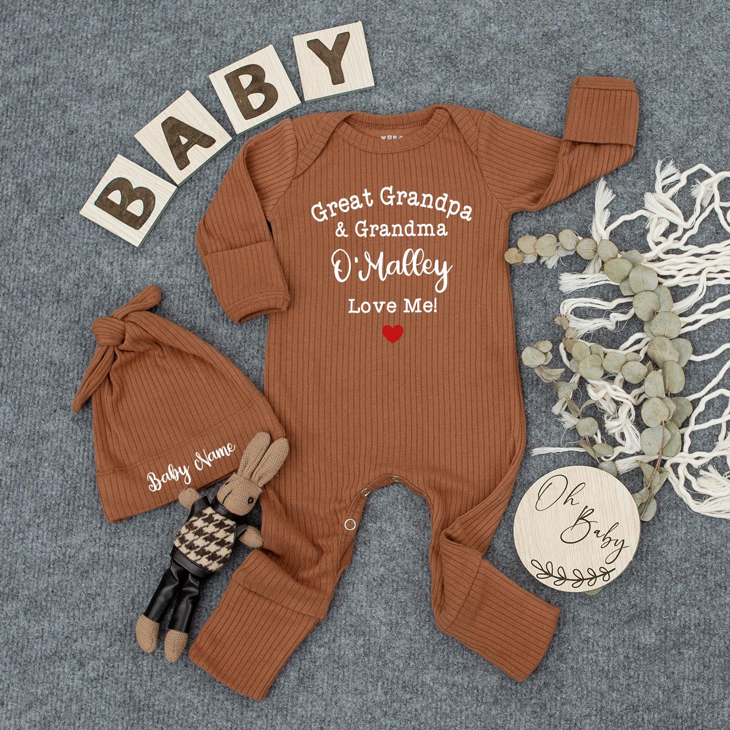 Personalized Great Grandpa Grandma Love Me Baby Bodysuit Newborn Announcement Gift Soft Cotton Baby Clothes Shower Outfit for Infants