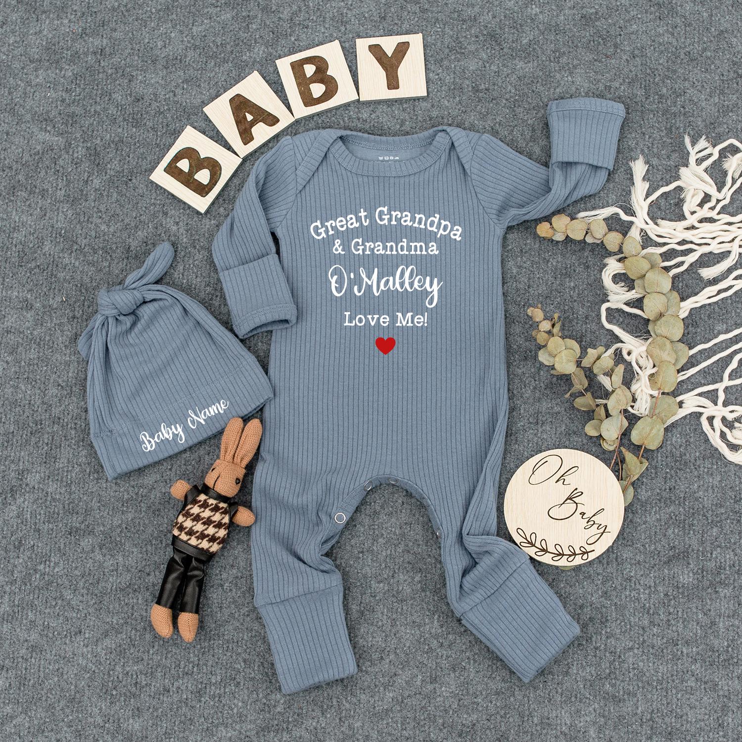Personalized Great Grandpa Grandma Love Me Baby Bodysuit Newborn Announcement Gift Soft Cotton Baby Clothes Shower Outfit for Infants
