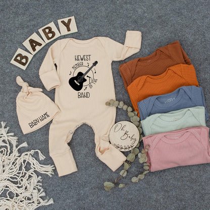 Personalized Newest Band Member Baby Bodysuit Custom Name on Hat for Newborns and Baby Showers a Perfect Announcement Outfit