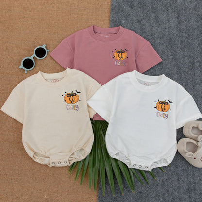 Custom My First Halloween Bubble Romper for Toddlers and Babies Spooky Season Cute Baby Apparel Gift Idea