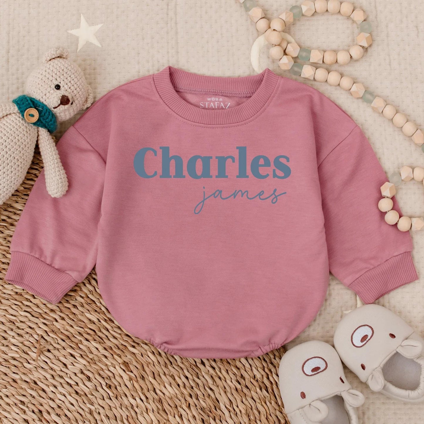 Custom Navy Baby Bubble Romper Personalized Boy Outfit Comfortable Cotton Classic Style Newborn Gift Shower Present