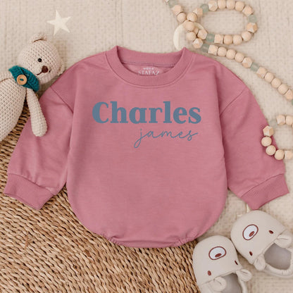 Custom Navy Baby Bubble Romper Personalized Boy Outfit Comfortable Cotton Classic Style Newborn Gift Shower Present