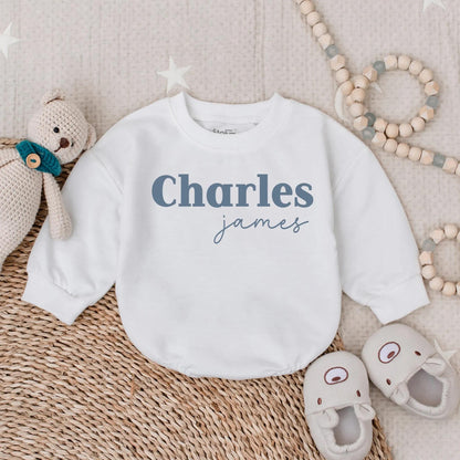 Custom Navy Baby Bubble Romper Personalized Boy Outfit Comfortable Cotton Classic Style Newborn Gift Shower Present