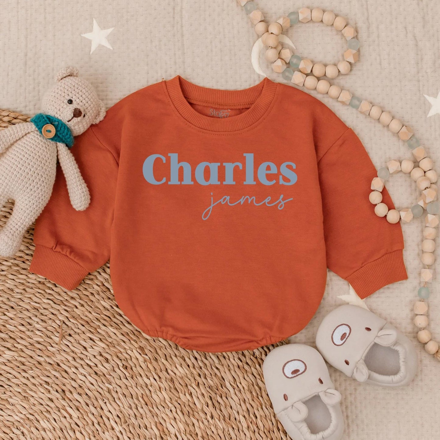 Custom Navy Baby Bubble Romper Personalized Boy Outfit Comfortable Cotton Classic Style Newborn Gift Shower Present