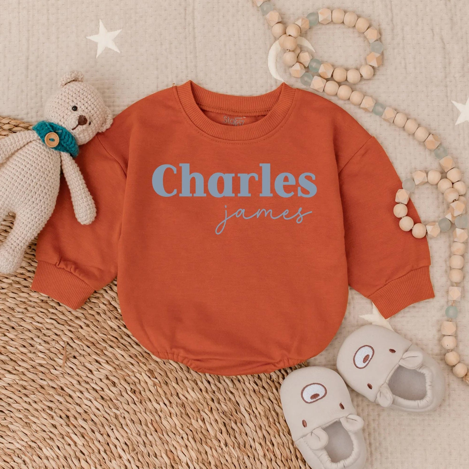 Custom Navy Baby Bubble Romper Personalized Boy Outfit Comfortable Cotton Classic Style Newborn Gift Shower Present