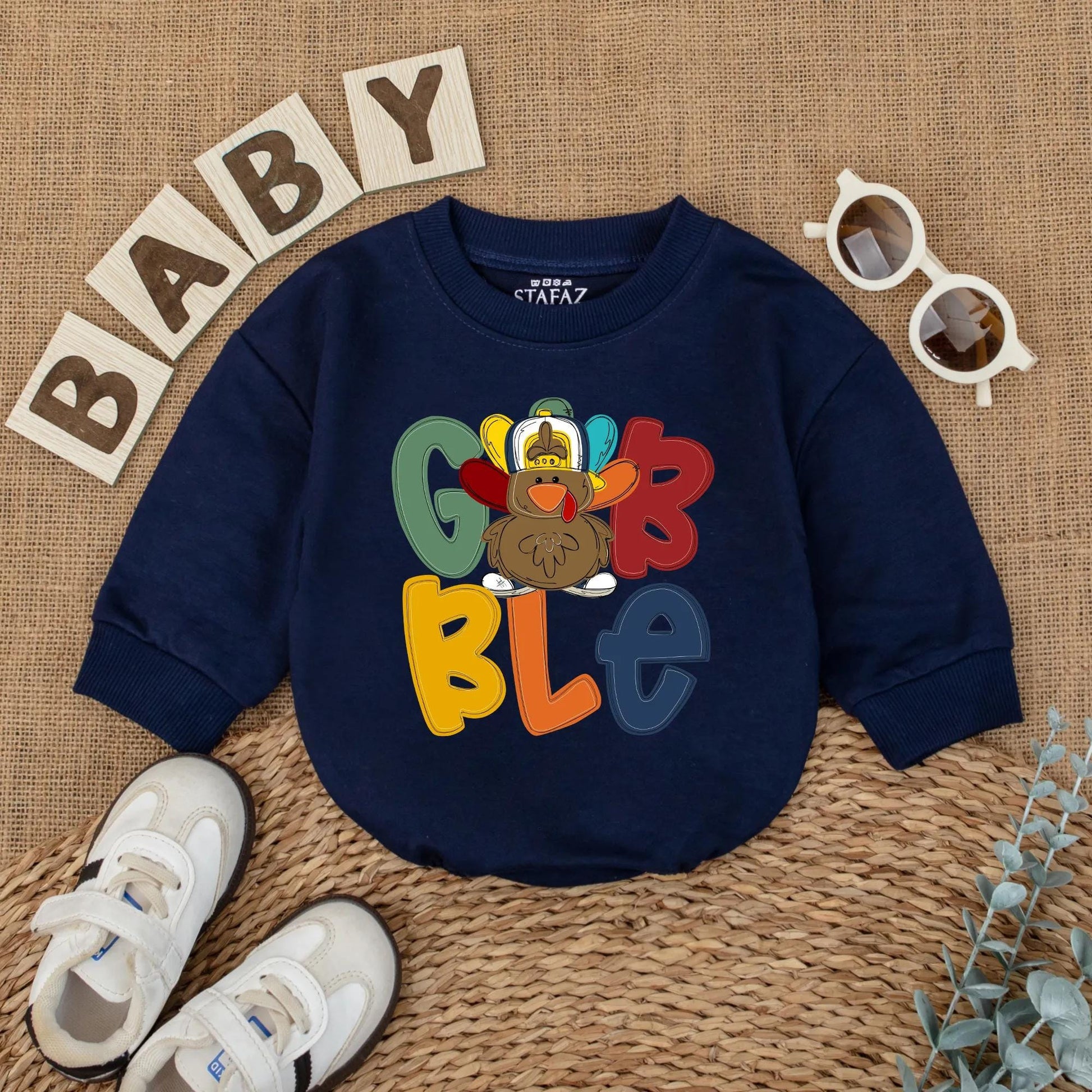 Gobble Turkey Baby Romper for Thanksgiving! Cute Fall Outfit & Baby Shower Gift for Thanksgiving Day, Infant & Toddler