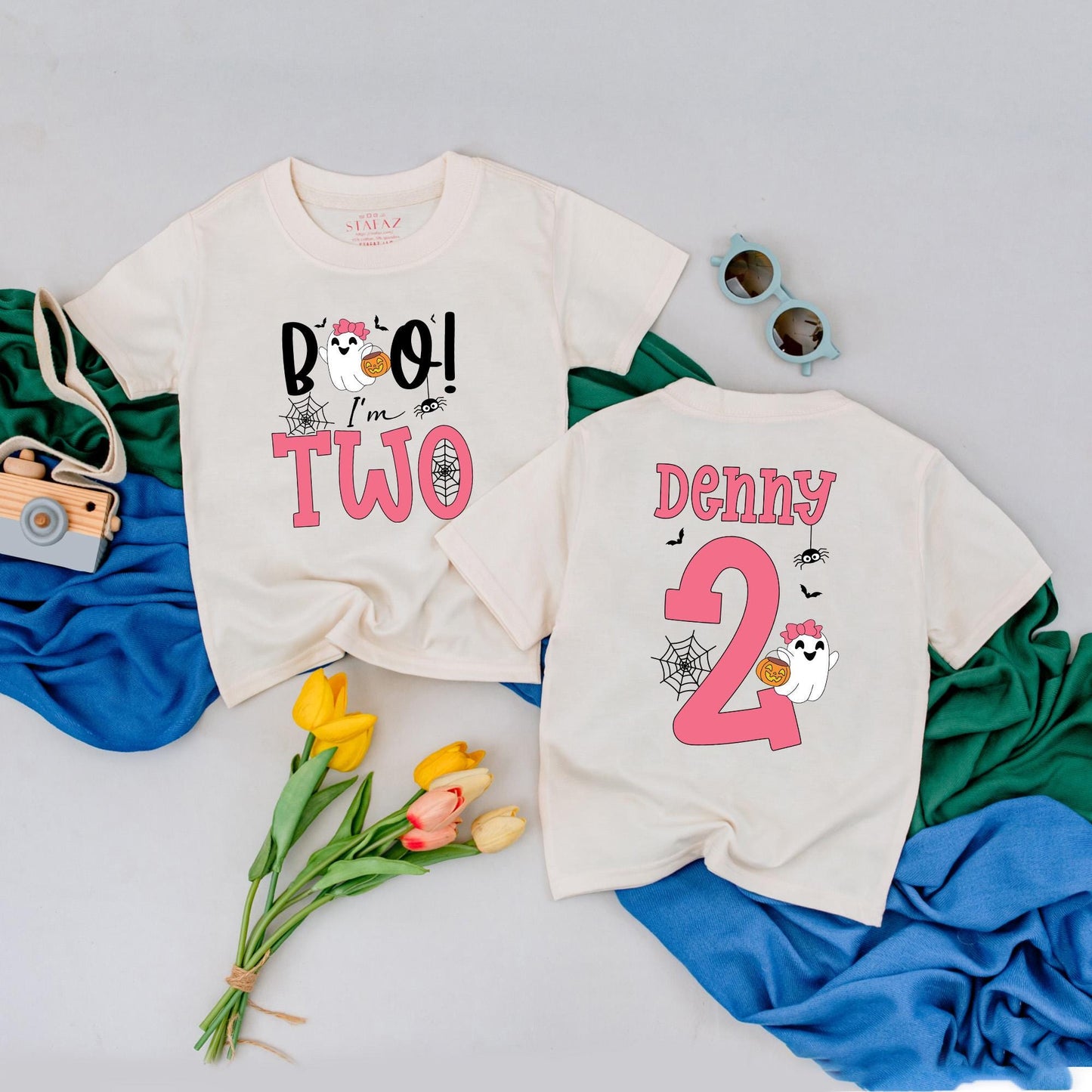 Personalized Boo I'm Two Birthday Shirt for 2nd Birthday Girl Outfit Spooky Halloween Toddler Tee Celebration Gift Idea