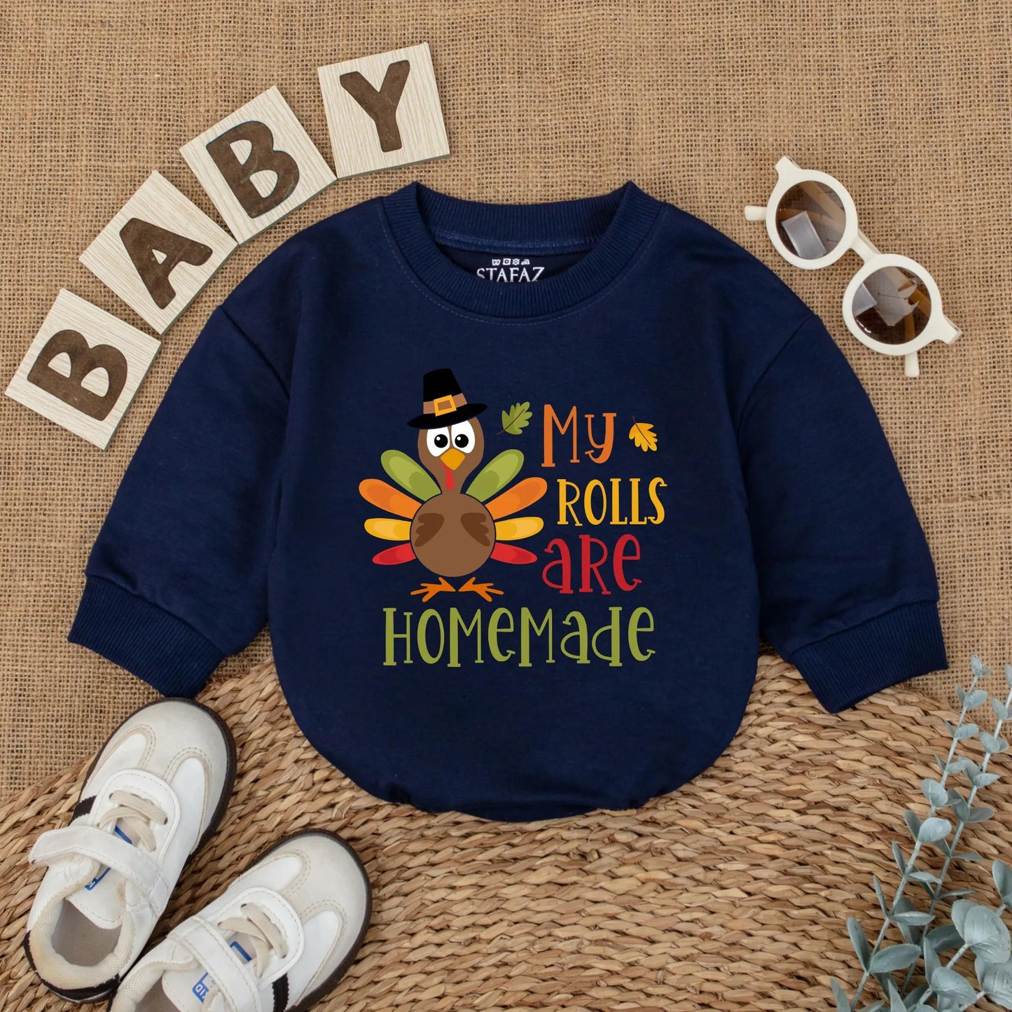 My Rolls Are Homemade Baby Romper Funny Thanksgiving Outfit Newborn Fall Longsleeve Bodysuit Cute First Holiday Bubble Coming Home Gift