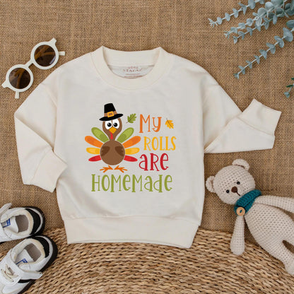 My Rolls Are Homemade Baby Romper Funny Thanksgiving Outfit Newborn Fall Longsleeve Bodysuit Cute First Holiday Bubble Coming Home Gift