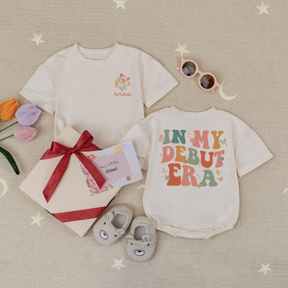 Custom Debut Era Romper for Baby Personalized Name Retro Natural One Birthday Outfit Shower Gift