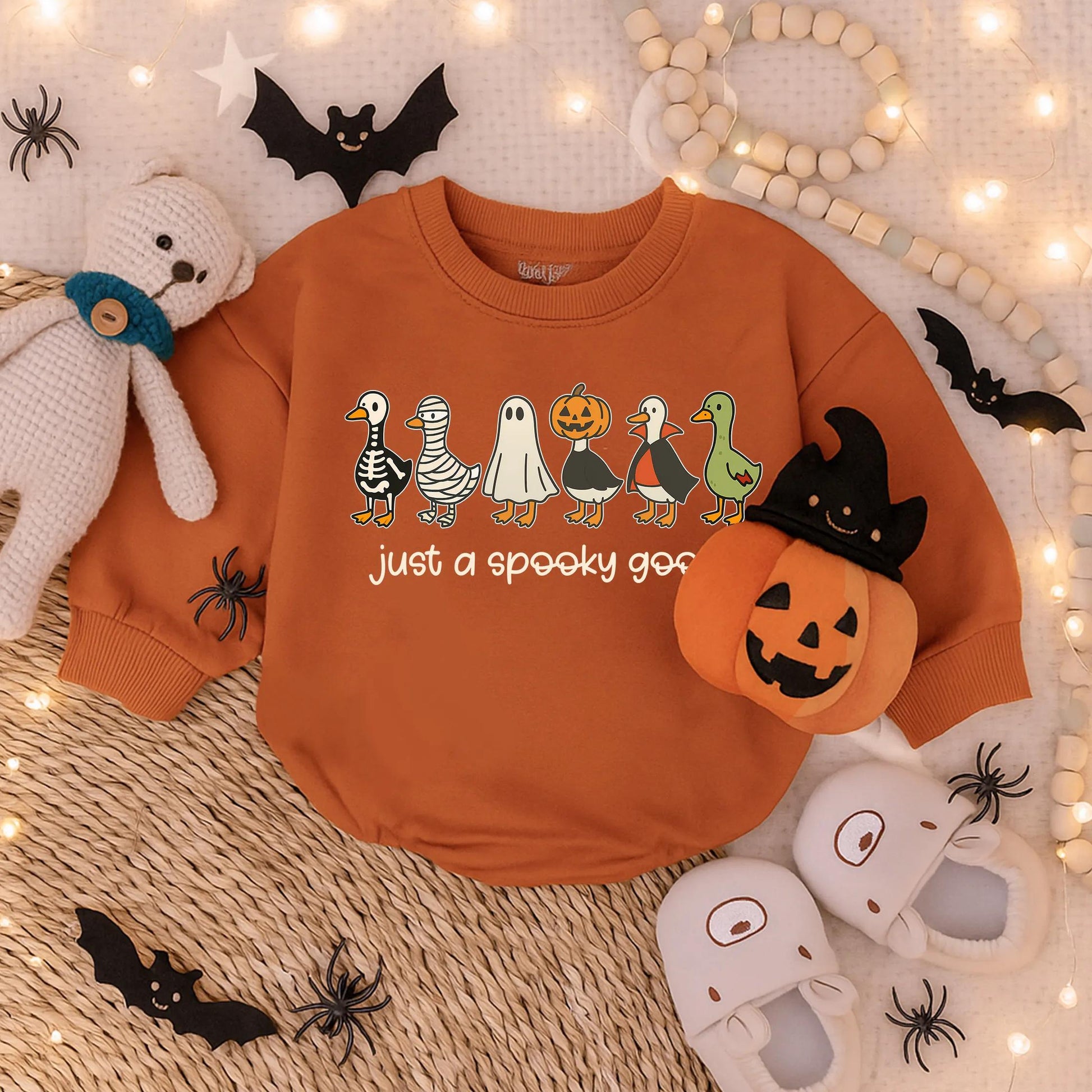 Spooky Goose Halloween Baby Romper Sweatshirt Outfit, Cute Toddler Fall Clothes, Funny Goose Costume Gift, Spooky Season