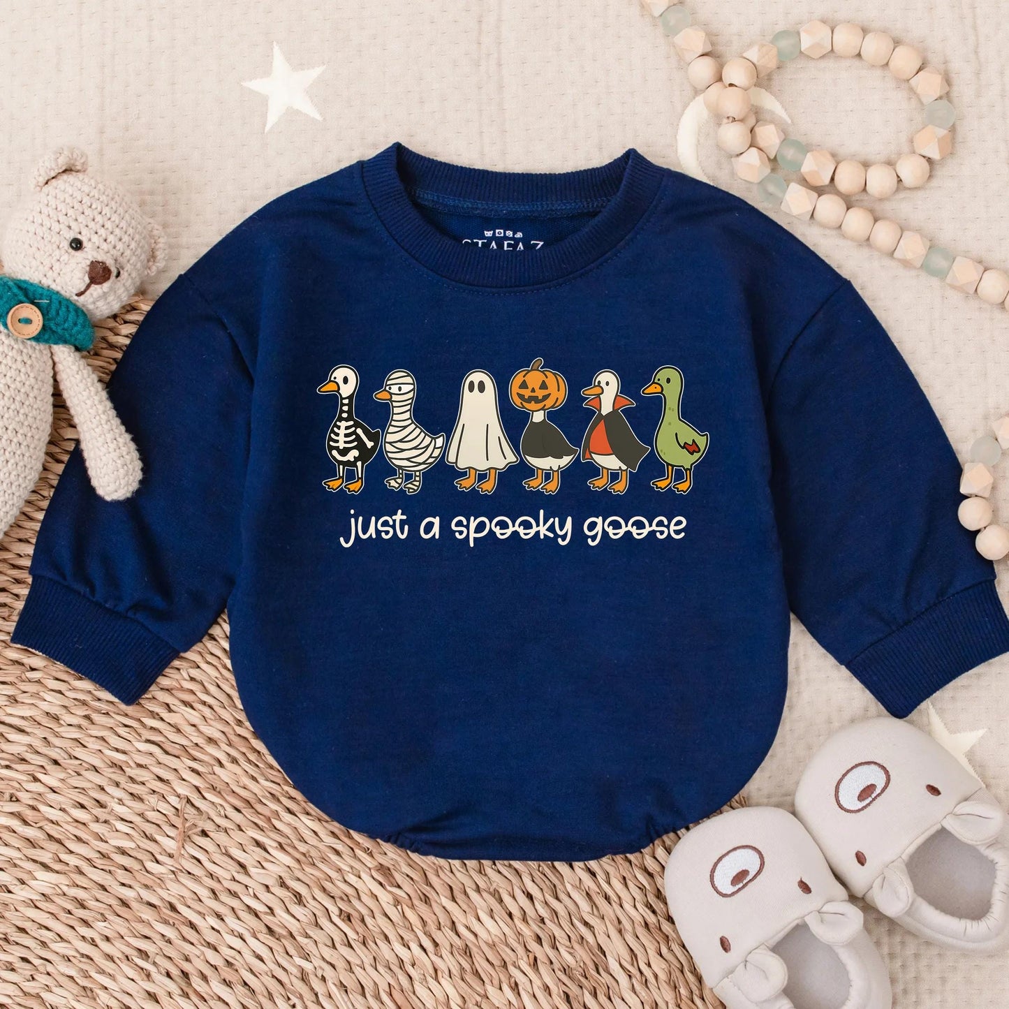 Spooky Goose Halloween Baby Romper Sweatshirt Outfit, Cute Toddler Fall Clothes, Funny Goose Costume Gift, Spooky Season