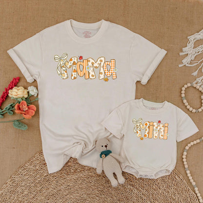 Mama and Mini Matching Fall Pumpkin Romper for Baby Girl Sweet Autumn Thanksgiving Family Photo Outfits Cute Gift