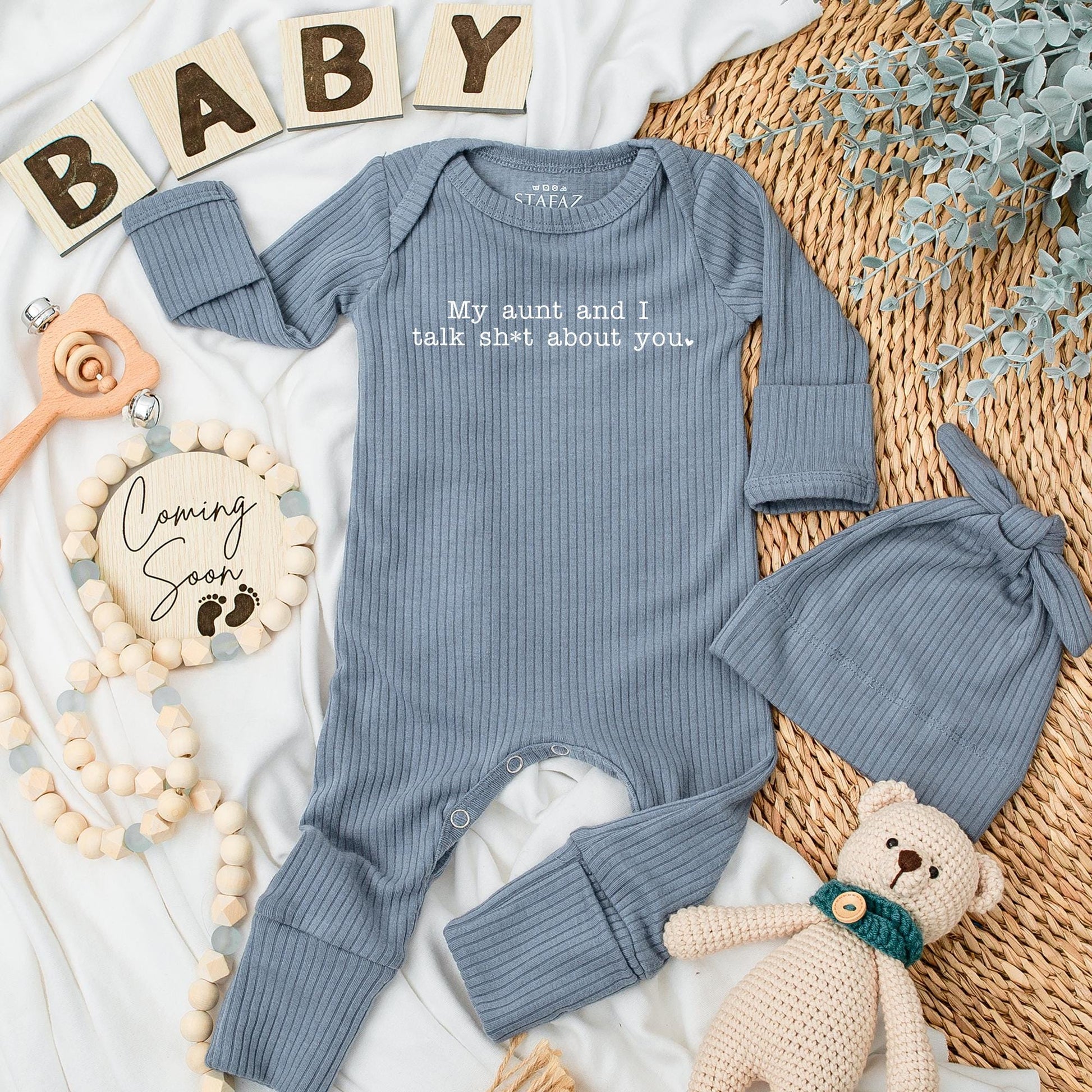 My Aunt and I Talk Sh*t About You Baby Bodysuit, Funny Newborn Romper, Hilarious Gift from Aunt, Baby Shower Gift, Auntie Baby Clothes