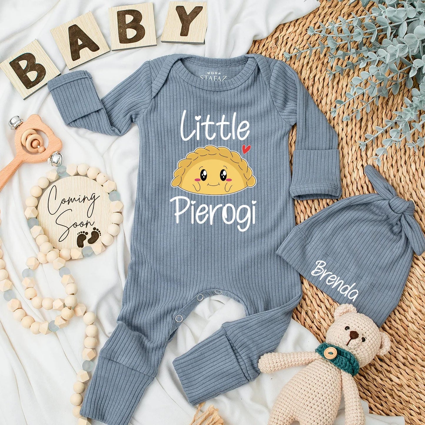 Little Pierogi Baby Bodysuit Cute Dumpling Newborn Romper Funny Polish Food Lover Shower Gift for Polish Families
