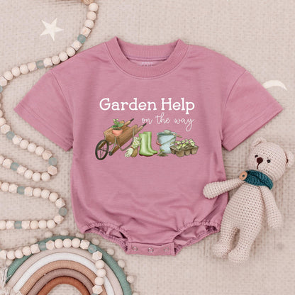 Garden Help Baby Romper: Little Gardener On The Way Outfit, Cute Seedlings & Tools Design, Infant Babysuit for Budding Plant Lovers (138 chars)
