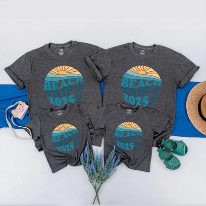 Beach Trip 2025 Shirt - Retro Sun & Waves Design - Summer Vacation Outfit, Coastal Trip Clothes, Groovy Beach Vibes, Travel Gift