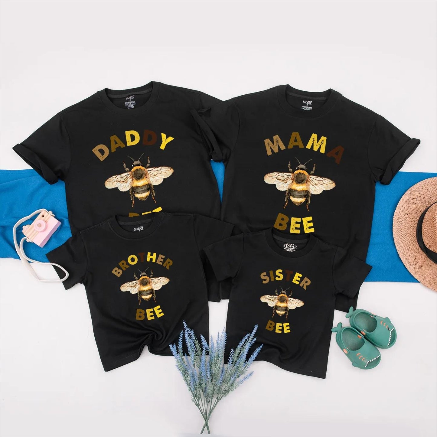 Matching Bee Family Birthday Shirts Personalized Custom Name Outfit, Cute Baby & Toddler Bumble Bee Party Clothes Gift