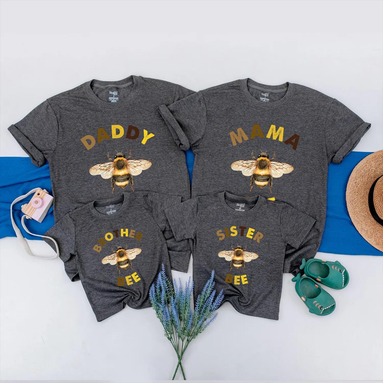 Matching Bee Family Birthday Shirts Personalized Custom Name Outfit, Cute Baby & Toddler Bumble Bee Party Clothes Gift
