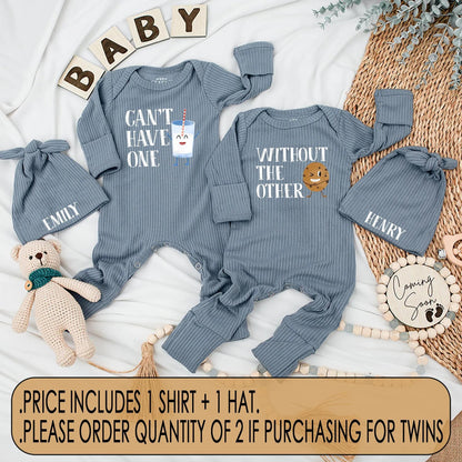 Cute Twins Outfits, Milk and Cookie Twin Bodysuits, Funny Gift for Twins Baby Shower 