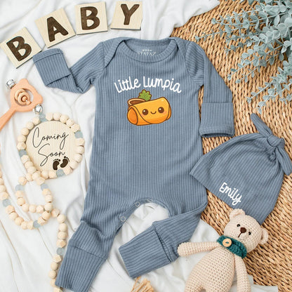 Little Lumpia Baby Bodysuit Cute Filipino Food Outfit Personalized Foodie Newborn Clothes Baby Shower Gift