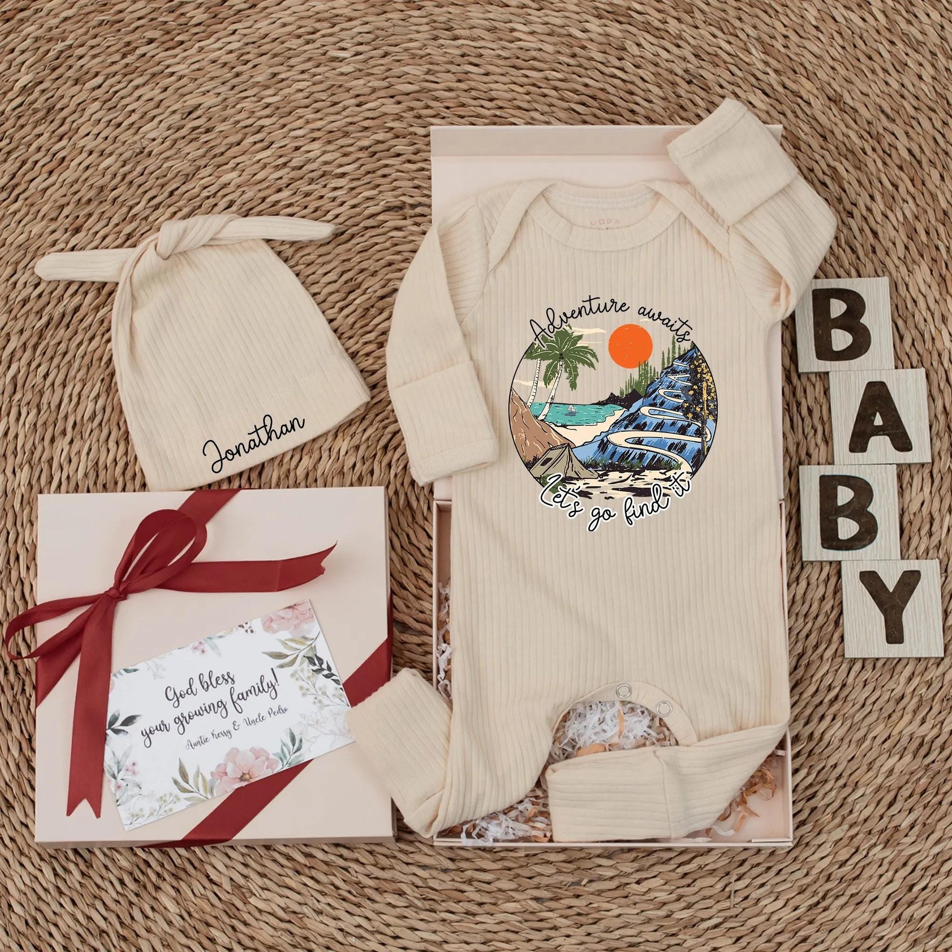 Adventure Awaits Baby Bodysuit - Let's Go Find It Outdoor Outfit Newborn Gift for Nature Parents - Hiking Baby Clothes