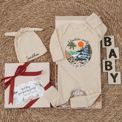 Adventure Awaits Baby Bodysuit - Let's Go Find It Outdoor Outfit Newborn Gift for Nature Parents - Hiking Baby Clothes