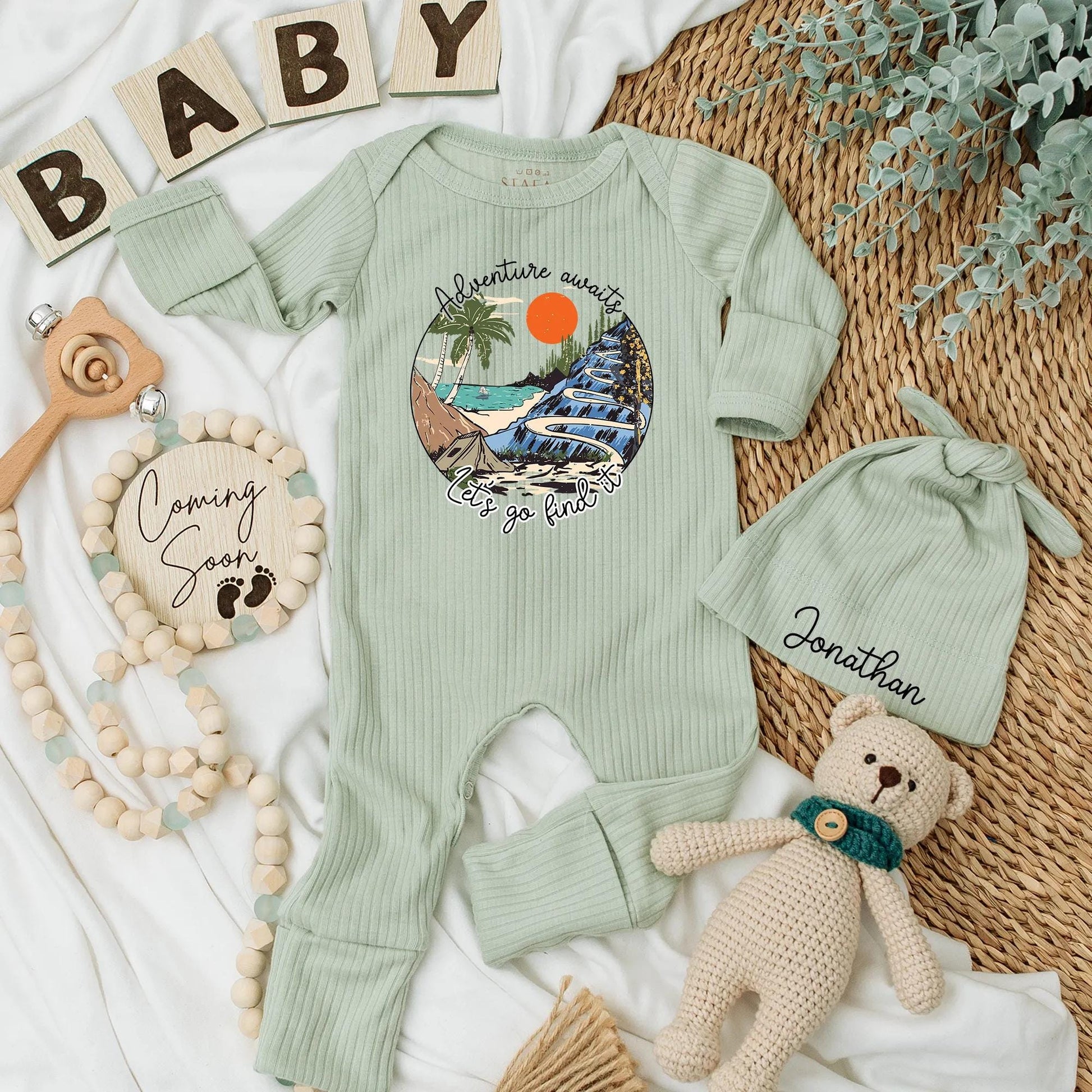Adventure Awaits Baby Bodysuit - Let's Go Find It Outdoor Outfit Newborn Gift for Nature Parents - Hiking Baby Clothes