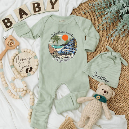 Adventure Awaits Baby Bodysuit - Let's Go Find It Outdoor Outfit Newborn Gift for Nature Parents - Hiking Baby Clothes
