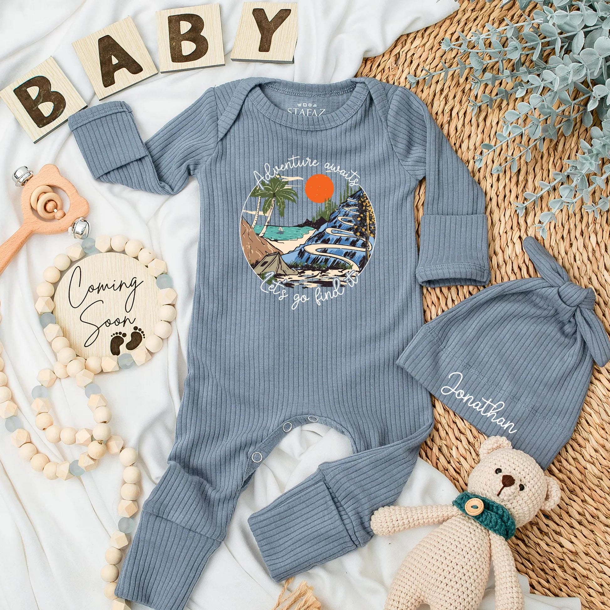Adventure Awaits Baby Bodysuit - Let's Go Find It Outdoor Outfit Newborn Gift for Nature Parents - Hiking Baby Clothes