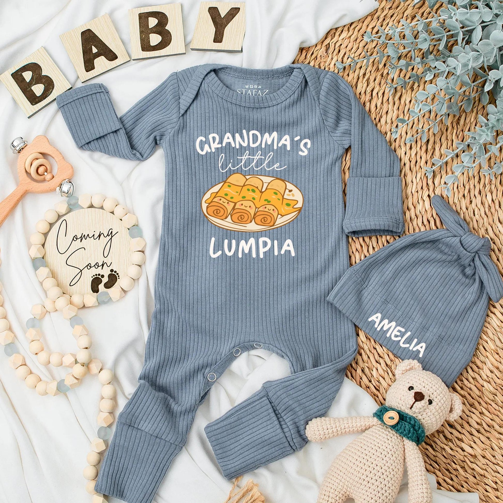 Grandma's Little Lumpia Baby Bodysuit - Filipino Baby Outfit, Custom Gift for Grandma, Funny Asian Food Baby Shower Gift