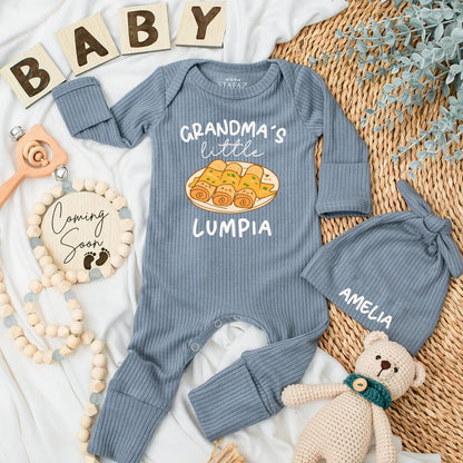 Grandma's Little Lumpia Baby Bodysuit - Filipino Baby Outfit, Custom Gift for Grandma, Funny Asian Food Baby Shower Gift