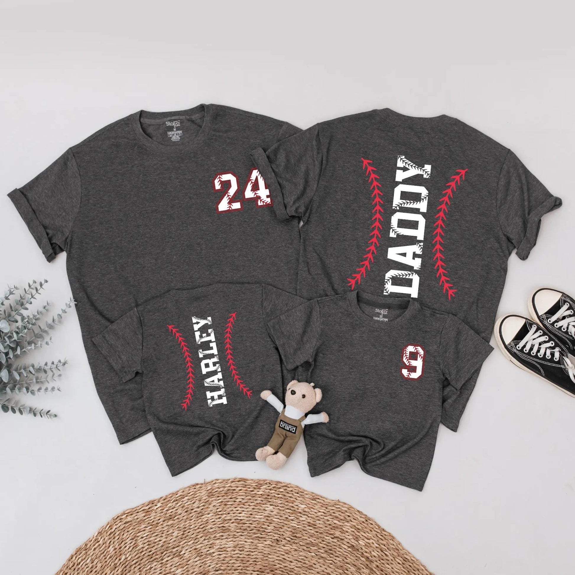 Custom Baseball Family Shirts: Personalized Name & Number Matching Game Day Outfit for Dad, Son, & Daughter—Sporty Baseball Lover Gift for Fans & Families