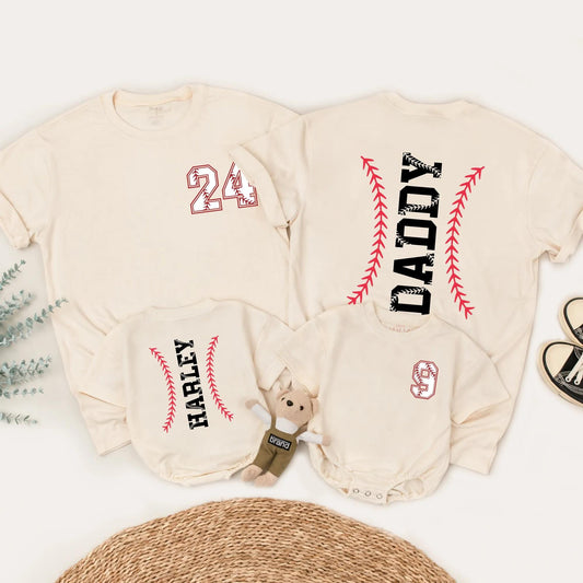 Custom Baseball Family Shirts: Personalized Name & Number Matching Game Day Outfit for Dad, Son, & Daughter—Sporty Baseball Lover Gift for Fans & Families