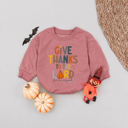 Give Thanks Boys Baby Romper Cute Religious Thanksgiving Outfit for Little Boys Sunday School and Church Wear Cotton Soft Comfortable Baby Clothes