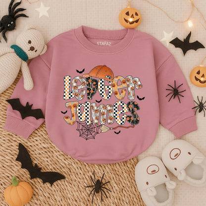 Spooky Dude Baby Boy Halloween Romper Custom Name Ghost Pumpkin Fall Bodysuit Toddler Gift Cute Halloween Outfit
