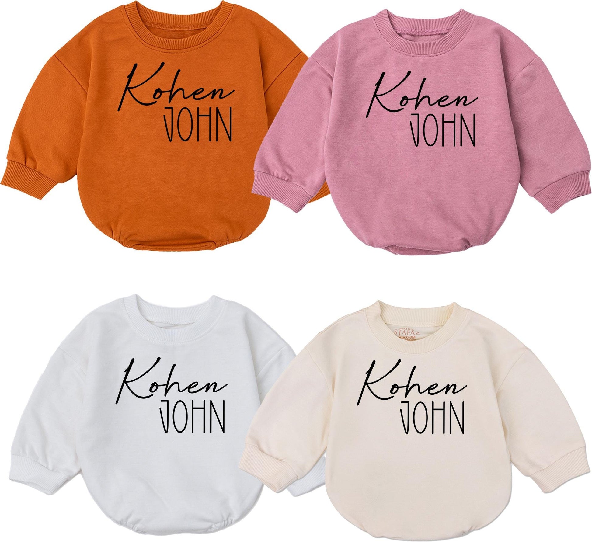 Personalized Baby Romper Set with First and Middle Name, Minimalist Newborn Outfit, Custom Bodysuit, Modern Baby Shower Gift, Coming Home Clothes 138