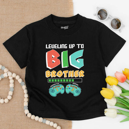 Big Brother Level Up Toddler Tee Cute Sibling Reveal Outfit Funny Boys Shirt First Time Brother Gift Happy Kid Cotton Comfortable Casual Summer Birthday