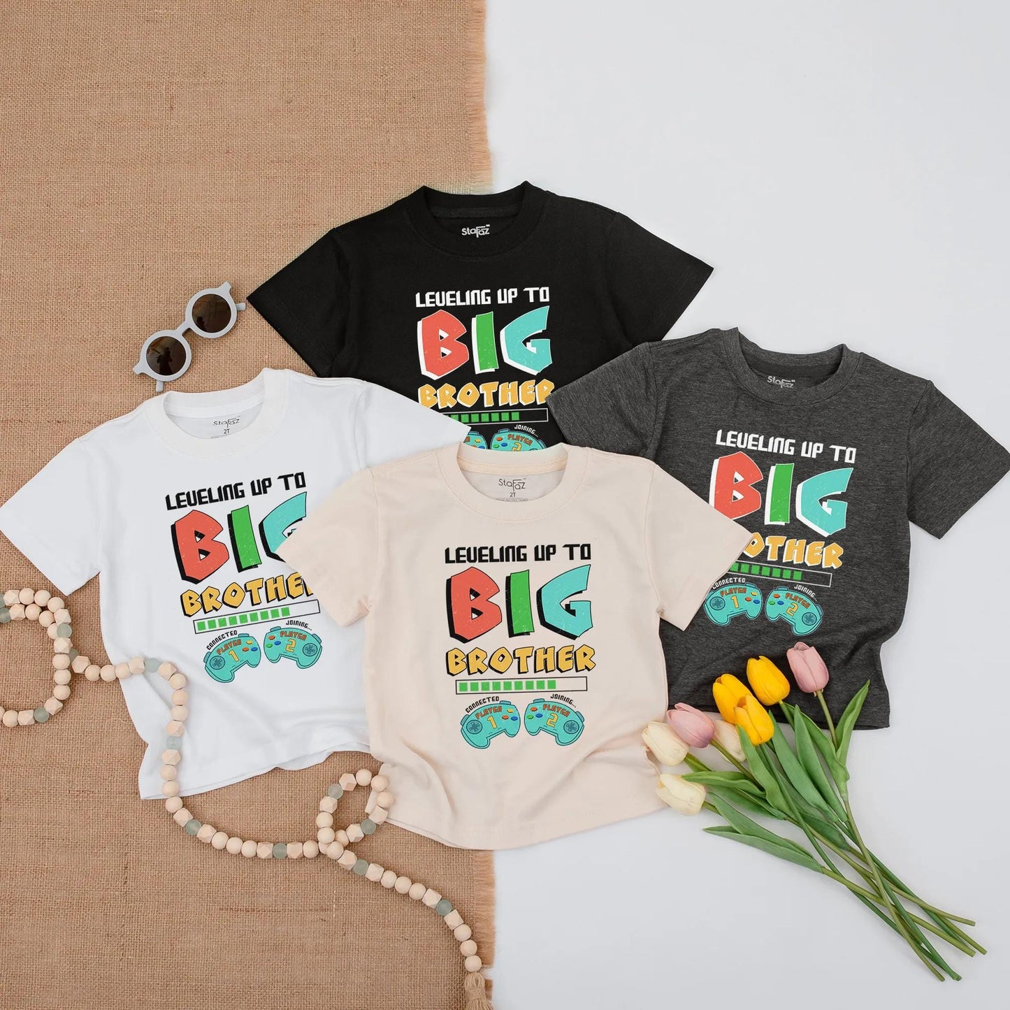 Big Brother Level Up Toddler Tee Cute Sibling Reveal Outfit Funny Boys Shirt First Time Brother Gift Happy Kid Cotton Comfortable Casual Summer Birthday