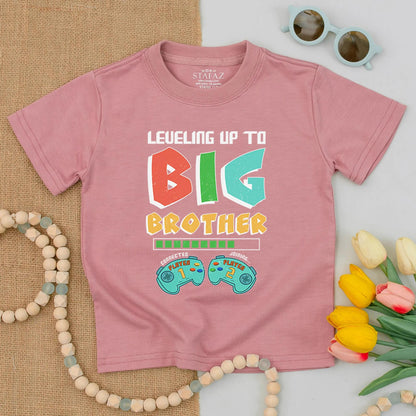 Big Brother Level Up Toddler Tee Cute Sibling Reveal Outfit Funny Boys Shirt First Time Brother Gift Happy Kid Cotton Comfortable Casual Summer Birthday