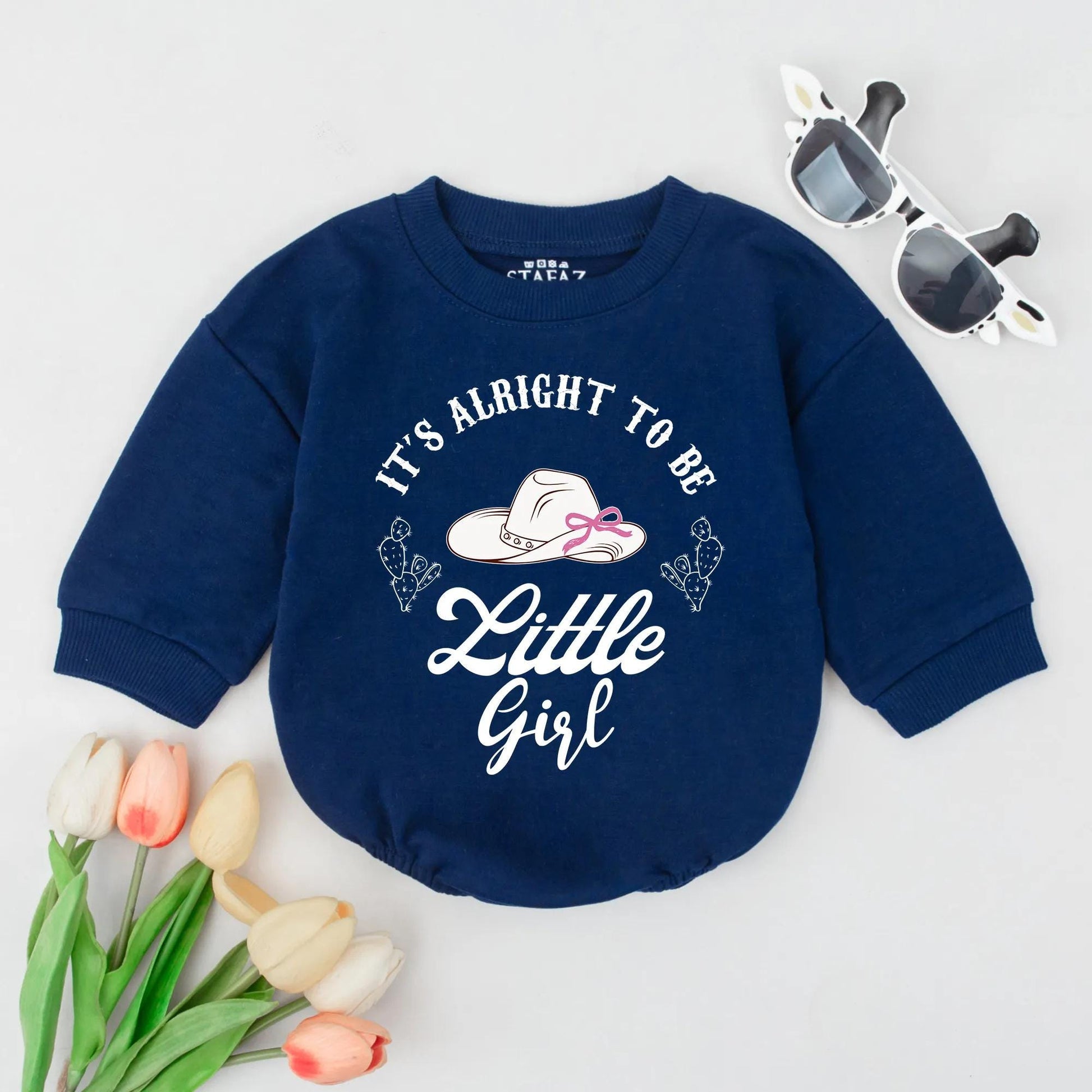 It's Alright To Be Little Girl Bubble Romper Western Baby Outfit Country Farm Newborn Summer Infant Toddler Gift Clothes