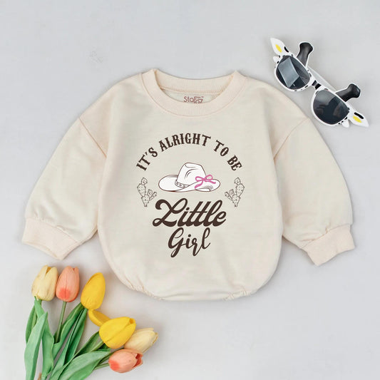 It's Alright To Be Little Girl Bubble Romper Western Baby Outfit Country Farm Newborn Summer Infant Toddler Gift Clothes