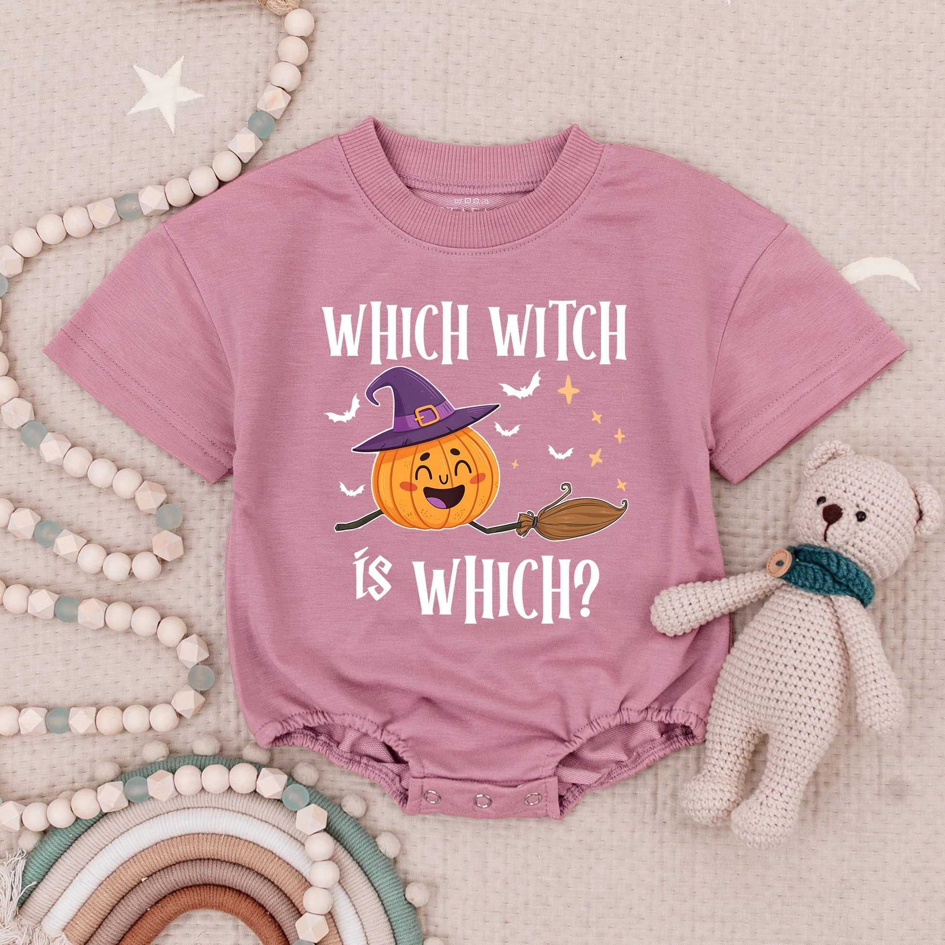 Which Witch is Which Twin Baby Romper Set: Matching Halloween Outfits for Twin Girls, First Halloween Costume Newborn Twins