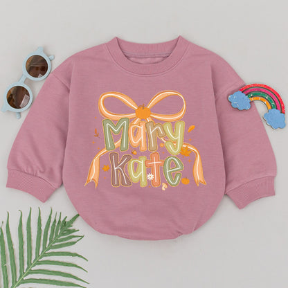 Custom Name Thanksgiving Baby Romper Thankful Pumpkin Outfit for Fall Autumn Baby Gifts Baby Shower Presents