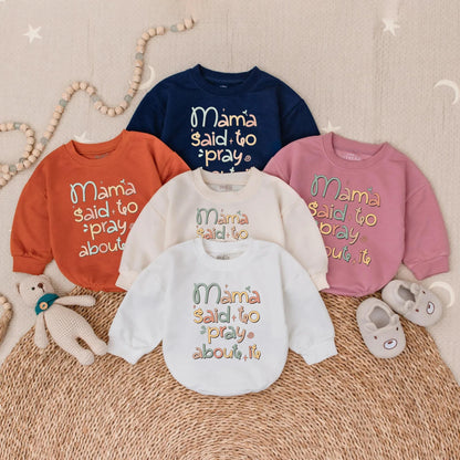 Mama Said to Pray Bubble Romper Christian Baby Outfit Jesus Toddler Clothes Religious Infant Gift Sunday School Cotton Soft Comfortable