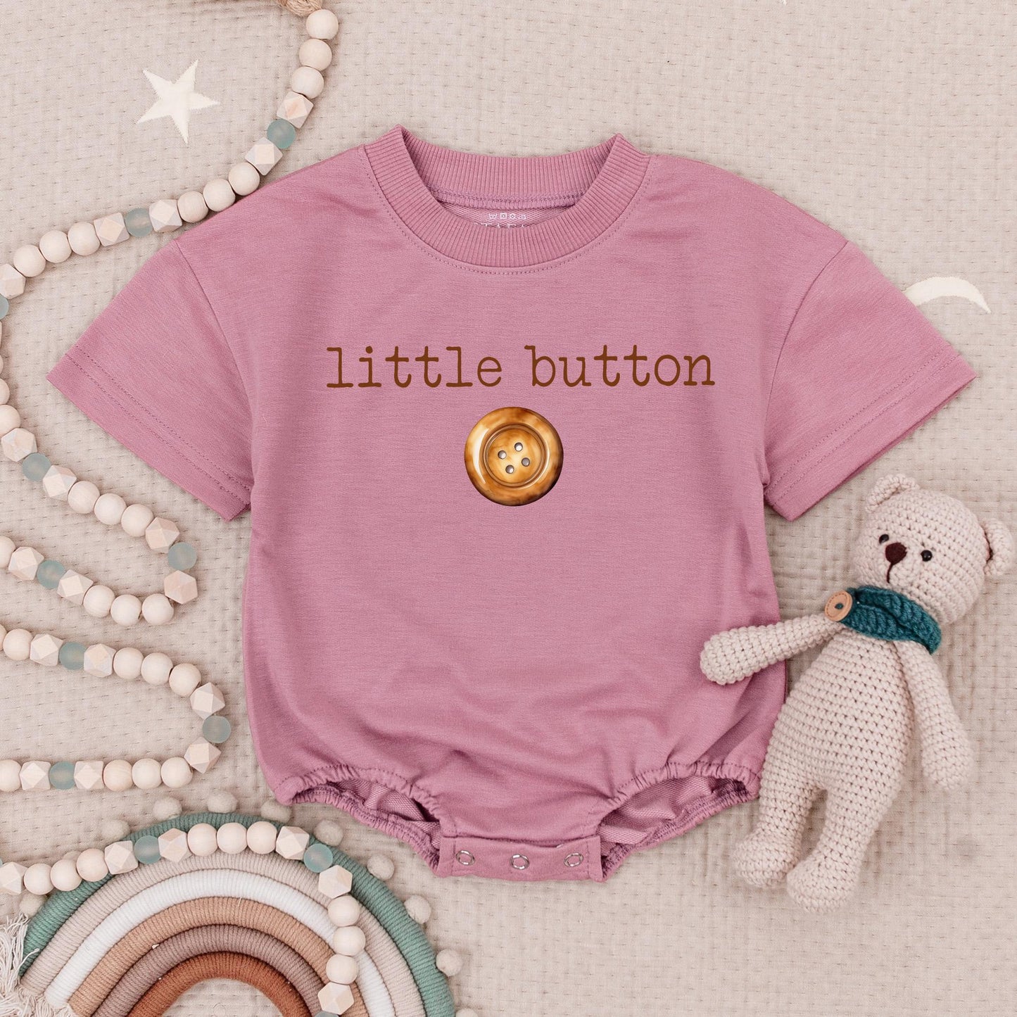 Retro Vintage Brown Baby Romper Minimalist Birthday Outfit Bubble Suit First Birthday Outfit
