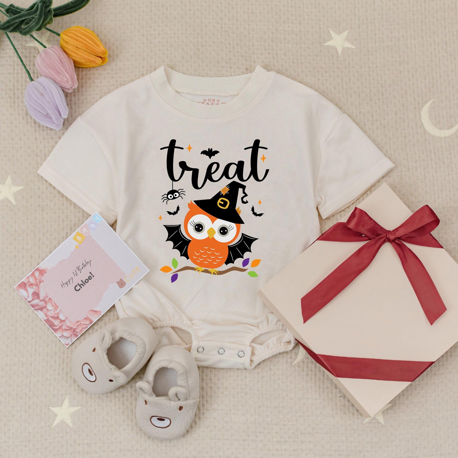 Twin Girls Owl Pumpkin Halloween Baby Romper Cute Trick or Treat Bubble Bodysuit for Baby Girls