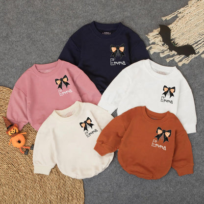 Custom Spooky Season Pumpkin Romper for Baby, Cozy Halloween Outfit, Toddler Boo Clothes, Fall Infant Costume, Baby Girl or Boy Spooky Wear