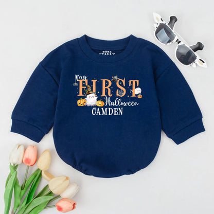 My First Halloween Personalized Baby Romper Custom Name Baby Boy Girl Fall Clothes Spooky Ghost Outfit First Halloween Gift